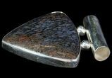 Blue Agatized Dinosaur Bone (Gembone) Earrings & Pendant Set #69973-2